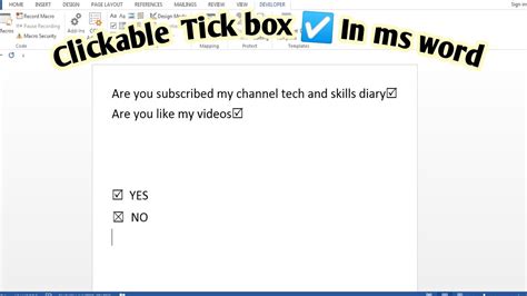 How To Insert Checkbox In Msword How To Insert Clickable Checkbox In