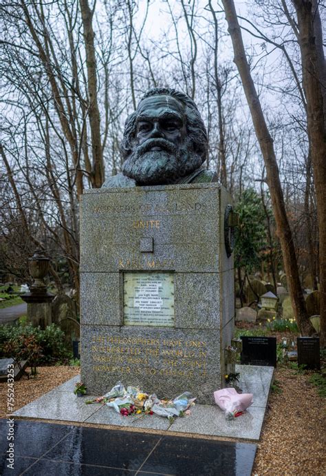 Karl Marx Tomb In Highgate Cemetery A Place Of Burial In North London