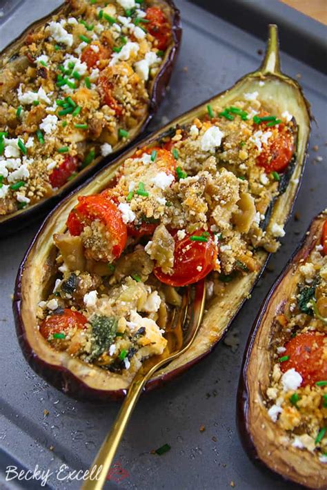 My Gluten Free Stuffed Baked Aubergine Recipe Vegan Low FODMAP