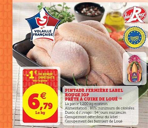 Promo Pintade Fermi Re Label Rouge Igp Pr Te Cuire De Lou Chez Super