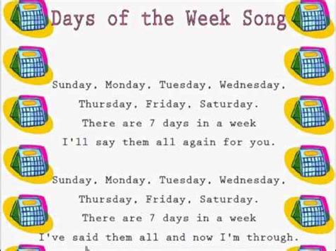 Days Of The Week Song Rhymes And Songs YouTube