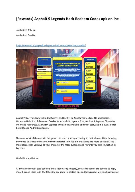 Calaméo Rewards Asphalt 9 Legends Hack Redeem Codes Apk Online
