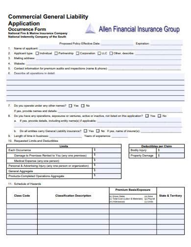 Free 11 Liability Insurance Application Samples And Templates In Ms Word Pdf