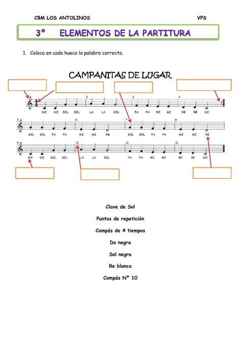 Actividad Online De Elementos De La Partitura Para Primaria Puedes