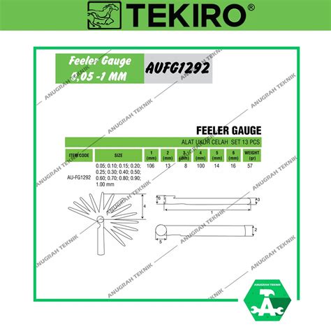 Jual Tekiro Feeler Gauge Blades Alat Ukur Celah Mm