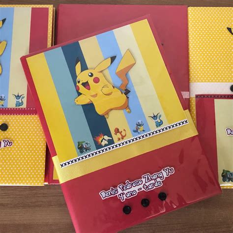 Caderno Brochur O Plastificado Pikachu Pok Mon Elo