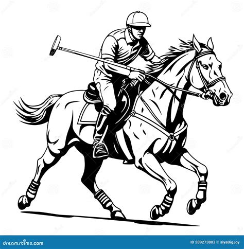 Polo Player on Horse Hand Drawn Sketch Vector Illustration Stock ...