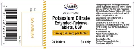 Dailymed Potassium Citrate Tablet Extended Release