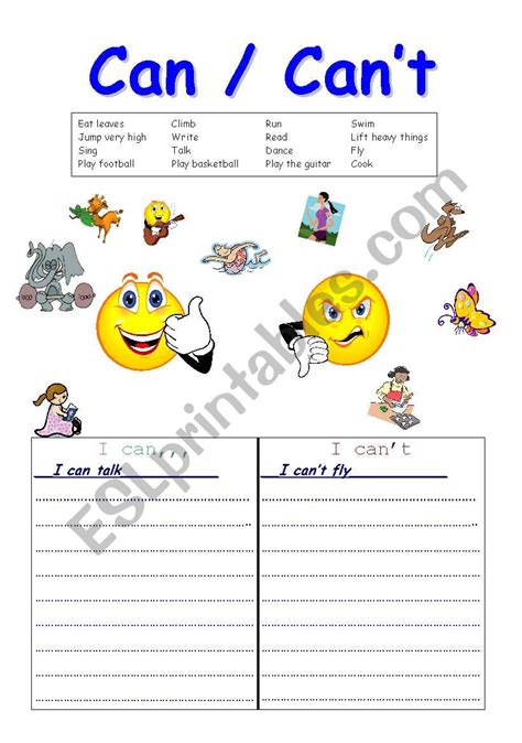 Can Can´t Esl Worksheet By Kiyia8