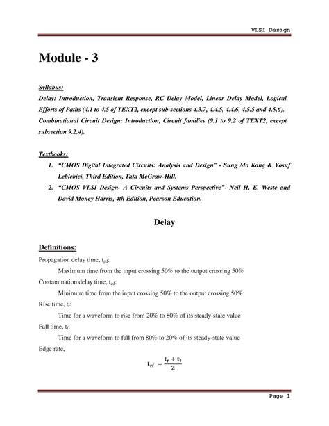 VLSI Design Module 3 Vtu Notes Of Ece 7th Sem Vlsi 3rd Mod 18th