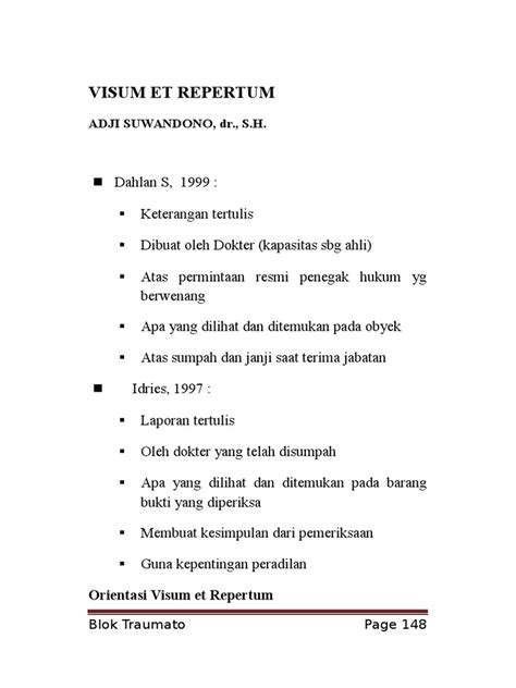 Pdf Cakul Visum Et Repertum Traumatologi Forensik Dokumen Tips Hot