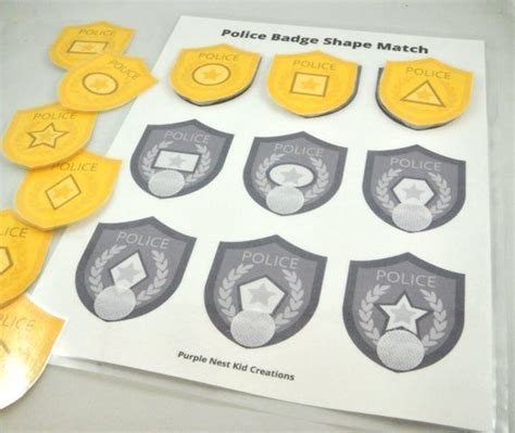 Police Badge Shape Match Worksheet Shape Matching Game Educational