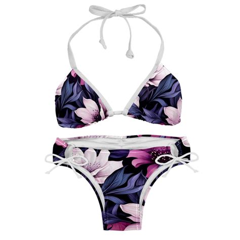 Lnk Plants Swimming Suits Women Bikini Sets Detachable Sponge