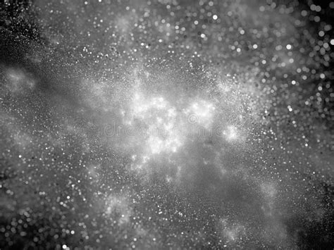 Glowing Nebula With Particles Black And White Stock Illustration ...