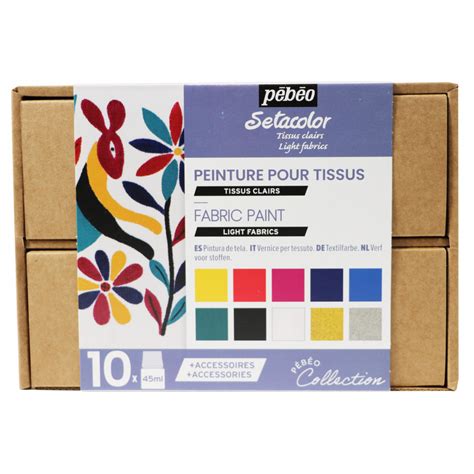 Farby do tkanin Setacolor Light Fabrics Pébéo 10 kolorów x 45 ml