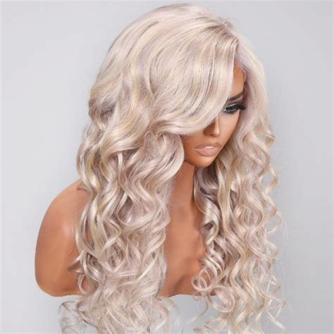 UNice 13x4 Lace Front Blonde With Silver Purple Balayage Loose Wave Wig