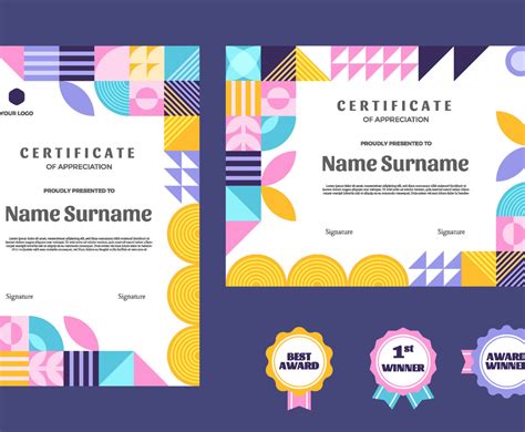 Flat Modern Colorful Certificate Design Template | FreeVectors