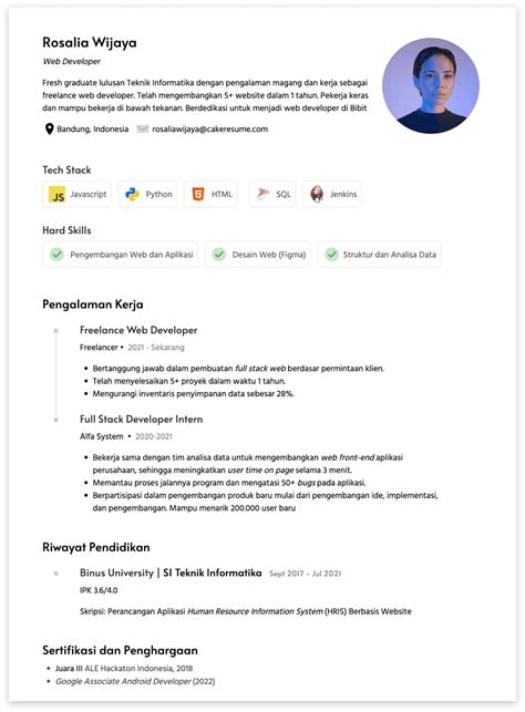 6 Contoh Desain Cv Simple Sederhana Dan Minimalis Cakeresume