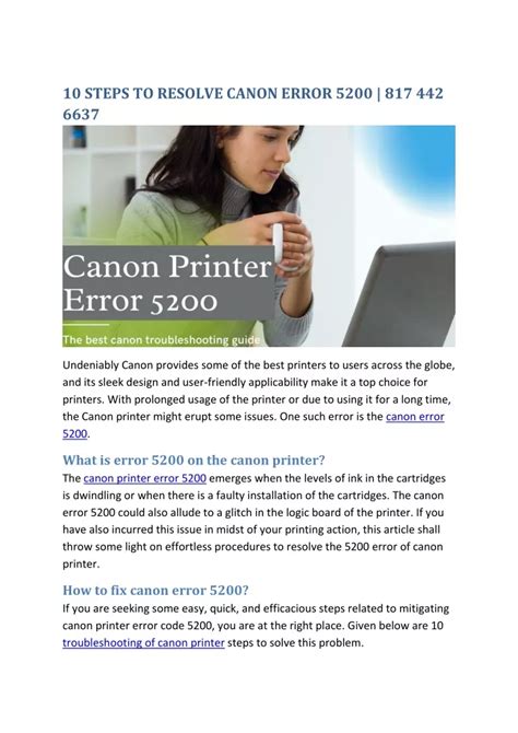 Ppt Steps To Resolve Canon Error Powerpoint