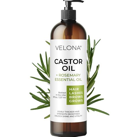 Velona 100 Natural Castor Rosemary Oil 8 Oz Hair Growth Scalp