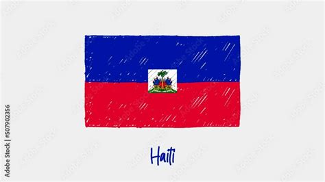 Haiti National Country Flag Marker or Pencil Sketch Illustration Vector ...