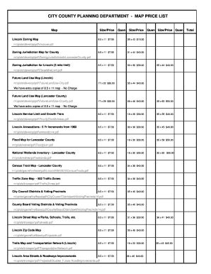 Fillable Online Lincoln Ne CITY COUNTY PLANNING DEPARTMENT MAP PRICE