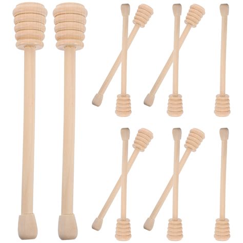 JMXIANG 12PCS Wooden Honey Dipper Sticks Wrapped Honey Stirrer Honey