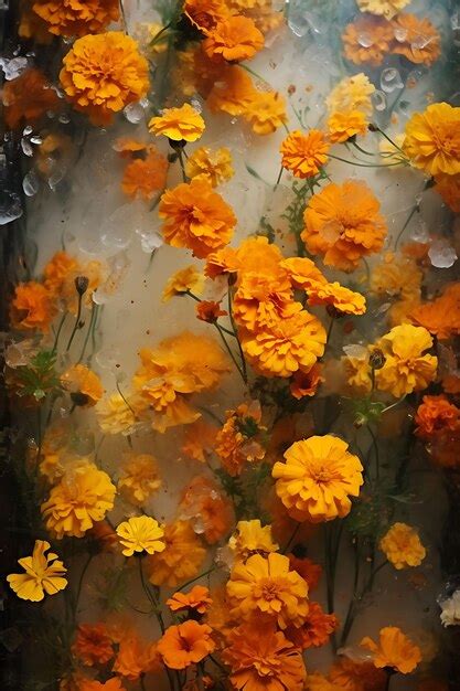 Premium Photo Watercolor Art Of Marigolds Wilted Muted Oranges Flower