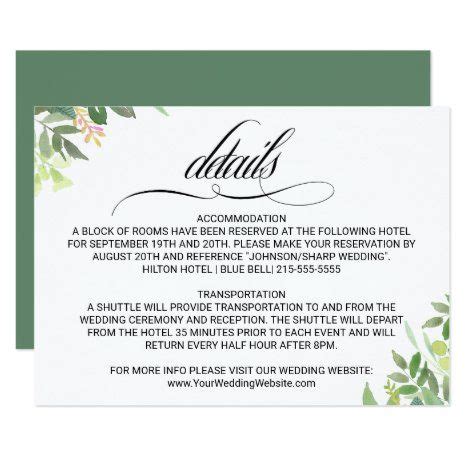 Greenery Destination Wedding Details Insert Card Travel Wedding Summer