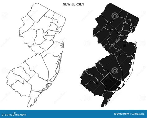 New Jersey Map Outline Vector Illustartion 158072538