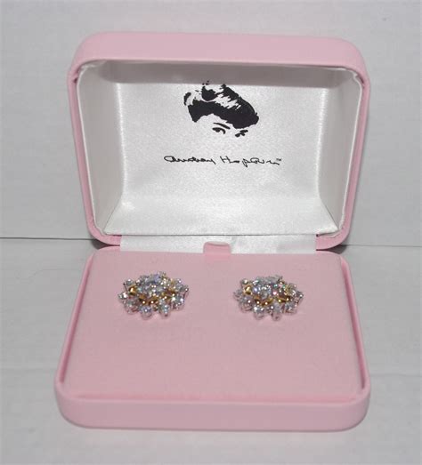 Audrey Hepburn Earrings Crystal Snowflakes Clip Ons