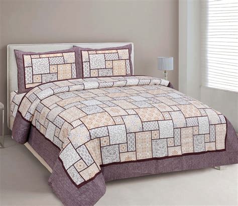 Buy Jaipuri Box Pattern Pure Cotton King Size Double Bedsheet With