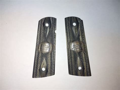 Kimber 1911 Grips Full Size Blacksilver Laminate Logo Mag Well Ebay