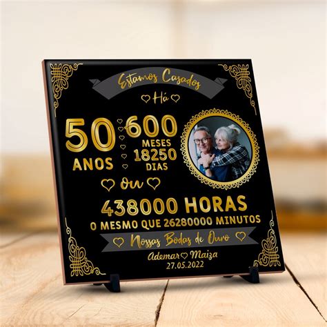 Azulejo Personalizado Casamento Bodas De Ouro Com Foto E Nome Shopee Brasil