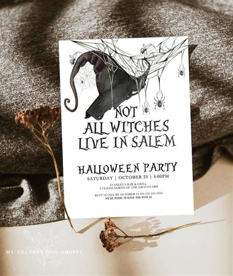 Not All Witches Live In Salem Adult Halloween Party Invitation Etsy