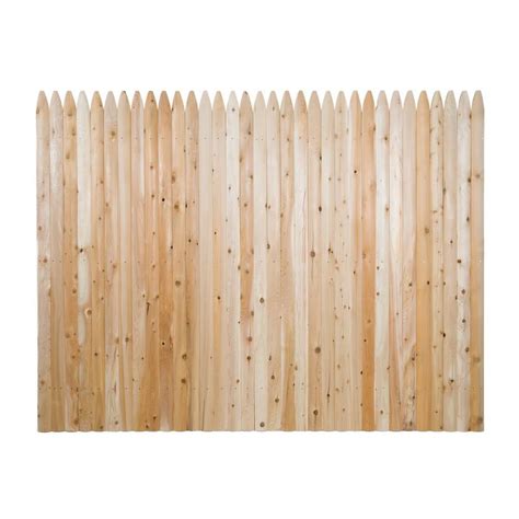 6 Ft H X 8 Ft W Privacy Eastern White Cedar Moulded 3 In Stockade Pointed Picket Fence Panel