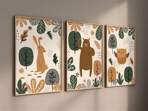 Woodland Nursery Prints Woodland Nursery Decor Nursery Wall Etsy