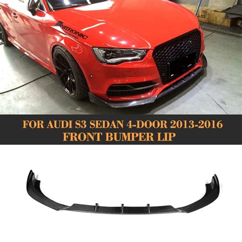 Carbon Fiber Front Bumper Spoiler Lip For Audi A3 Sline S3 Sedan 4 Door