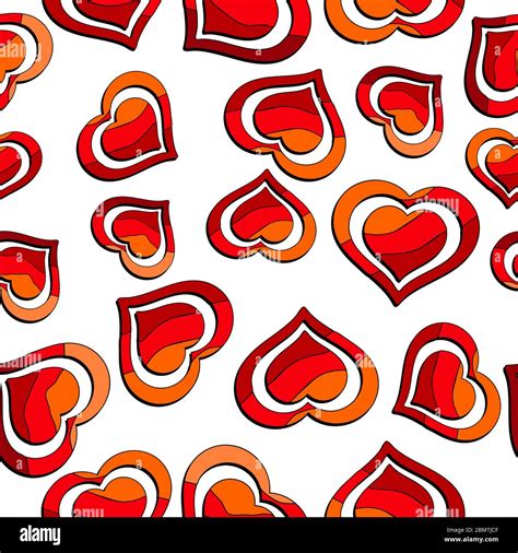 Cute Cartoon Hearts Contrast Seamless Pattern Chaotic Hearts Located