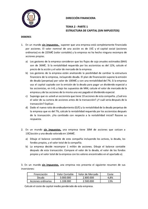 Ejercicios Tema 2 Parte 1 Sin Impuestos Deberes DIRECCIÓN