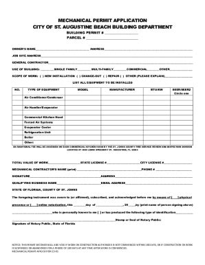 Fillable Online Mechanical Permit Application City Of St Fax Email