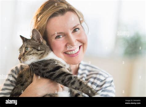 Mature Woman Cat Hi Res Stock Photography And Images Alamy