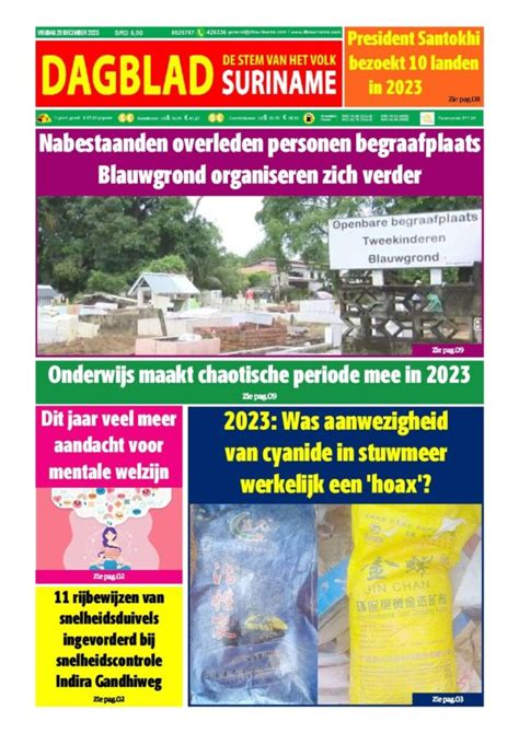 Dagblad Suriname Vrijdag December Dagblad Suriname