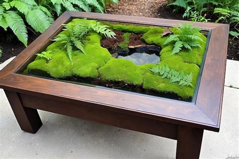 Premium Photo Diy Terrarium Coffee Table With Moss And Ferns