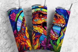 Technicolor Retro Dinosaur 20oz Tumbl Graphic By FreeSublimations