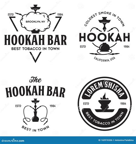 Set of Hookah Labels, Badges and Design Elements. Hookah Club. Shisha Bar. Hookah Lounge Logo ...