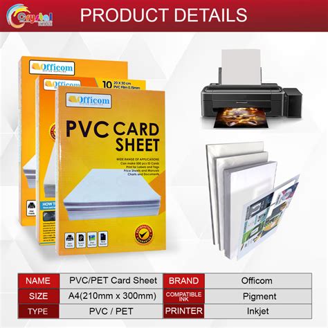 Officom PVC Card Sheet 50 10pcs ID Card Sheet Hard Plastic ID