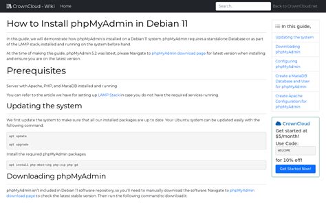 Crowncloud Wiki How To Install Phpmyadmin In Debian