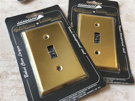 Vintage Brass Light Switch Plates Pair Nos Baked Clear Etsy