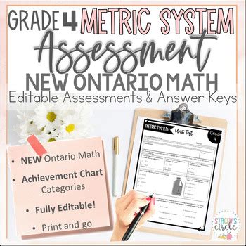 Grade 4 Ontario Math Metric System Assessment Fully Editable By Stacey